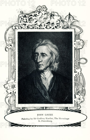 This 1899 illustration shows: “ John Locke  - painting by Sir Godfrey Keller. in the Hermitage in St Petersburg,” John Locke (b. 1632, d. 1704) was a British philosopher, Oxford academic and medical researcher. Sir Godfrey Kneller (died 1723), 1st Baronet, was the leading portrait painter in England during the late 17th and early 18th centuries, and was court painter to English and British monarchs from Charles II to George I.