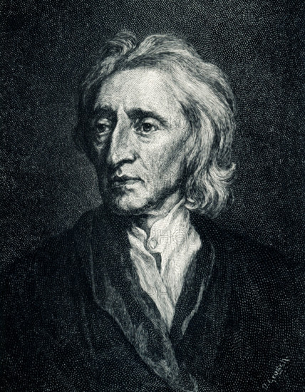 This 1899 illustration shows: “ John Locke  - painting by Sir Godfrey Keller. in the Hermitage in St Petersburg,” John Locke (b. 1632, d. 1704) was a British philosopher, Oxford academic and medical researcher. Sir Godfrey Kneller (died 1723), 1st Baronet, was the leading portrait painter in England during the late 17th and early 18th centuries, and was court painter to English and British monarchs from Charles II to George I.