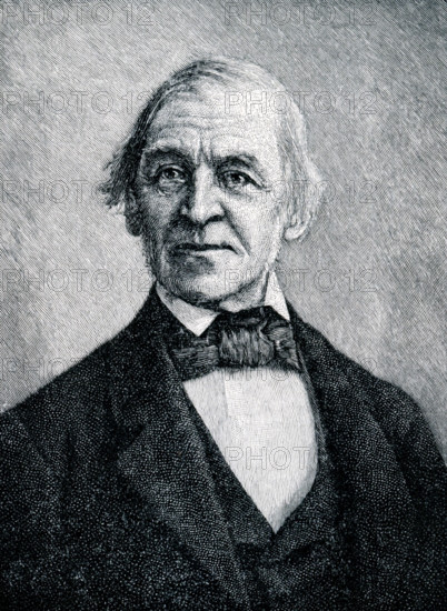 This 1899 illustration shows: “Ralph Waldo Emerson - photo from life.” Ralph Waldo Emerson (1803-1882) was an American essayist, lecturer, and poet. He led the Transcendentalist movement in the mid-19th century. Among his best known essays are  'Nature' and 'Self-Reliance.' He was a friend of Henry David Thoreau. His home was in Concord, Massachusetts. For two years he lived in a cabin in Concord by what is known today as Walden Pond.