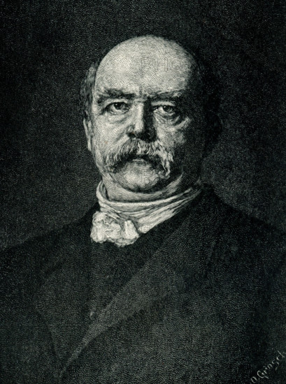 This 1899 illustration shows Prince Otto von Bismarck, as painted by Franz Seraph Lenbach, after 1882, Ritter von Lenbach. Lenbach was a German painter known primarily for his portraits of prominent personalities from the nobility, the arts, and industry. Because of his standing in society, he was often referred to as the 'Malerfürst'.