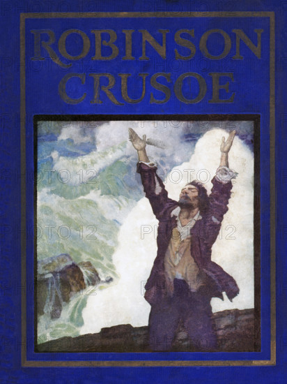 Robinson Crusoe is a novel written by the English novelist Daniel Defoe and published in 1719. A fictional autobiography,  it tells the tale of an English castaway named  Robinson Crusoe (seen here) who spent 28 years on a remote tropical island near Venezuela before he was rescued.  Newell Convers Wyeth, known as N. C. Wyeth, was an American artist and illustrator. He was the pupil of artist Howard Pyle and became one of America's greatest illustrators.