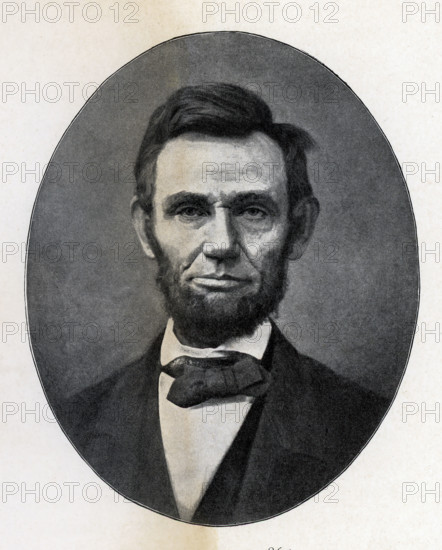 The caption for this image reads: 'Lincoln in 1865. from a photograph by Moses Parker Rice.'  Abraham Lincoln was the 16th president of the United States. He served from March 1861 to his assassination on April 15, 1865. He was chosen as the Republican candidate at the Convention in 1860. Lincoln was a lawyer, but before he went to law school, he held a variety of jobs.