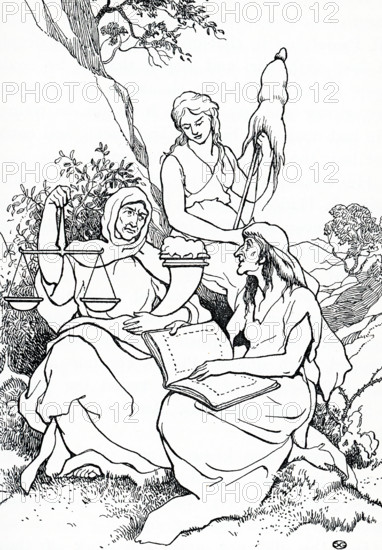 The Romans called the Three Fates the Parcae. The Greeks knew them as the Moirai or Moerae. By name they were Clotho, who spun the thread of a person's life; Lachesis, who measured the thread; and Atropos, who cut it. The Romans knew them as Nona, Decuma, and Morta.