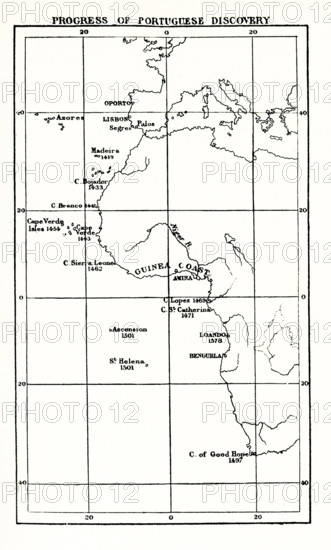 This map shows the progress of Portuguese discovery during the age of exploration.