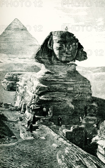 The caption accompanying this 1903 illustration in Gaston Maspero’s book on  History of Egypt reads: “Great Sphinx and Chapel of Thutmosis IV. drawn by Faucher-Gudin from photograph taken in 1887 by Emil Brugsch-Bey.” Egyptian sphinxes were sculpted as reclining figures, usually with heads of males - often those of the reigning ruler. The best known of all Egyptian sphinxes is the so-called Great Sphinx at Giza in Lower Egypt, a colossal figure carved from natural rock and serving as a guardian of the Nile Valley. Inscriptions on a pink granite slab between the Great Sphinx’s paws tell the story of how the statue was saved from the sands of time. Prince Thutmose, son of Amenhotep II, fell asleep near the Sphinx, the story goes. In Thutmose’s dream, the statue, calling itself Harmakhet, complained about its state of disarray and made a deal with the young prince: It would help him become pharaoh if he cleared away the sand from the statue and restored it. Whether or not the dream actual...