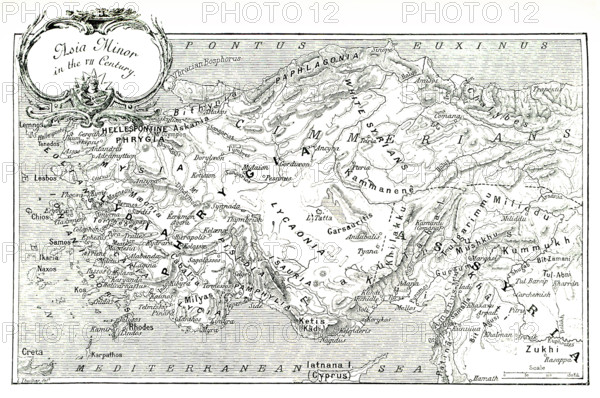 This 1903 illustration shows a map of Asia Minor (present-day Turkey) in the seventh century A.D.