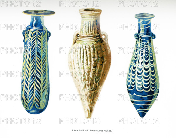 The caption accompanying this 1903 illustration in Gaston Maspero’s book on  History of Egypt reads: “Examples of Phoenician Glass.”.