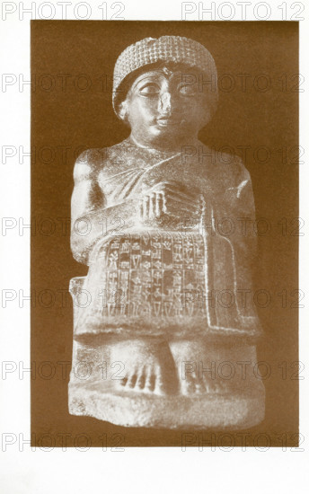 Gudea was  prince of the independent kingdom of Lagash in southern Mesopotamia, in the late 3rd millennium. He was known for his piety and for the many temples he built. This statuette is the only complete extant statues of a series of diorite representations of Gudea. The inscription engraved on his robe indicates that it is dedicated to the god Ningishzida. This statue was found during the excavations at Tello (ancient Girsu), capital of the kingdom of Lagash (in present-day Iraq).