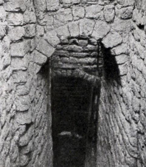 Here we see a domed entrance to a brick tomb at the necropolis Rekaknah (also spelled Rekakana)  that dates to Egypt's Old Kingdom, the Third Dynasty specifically.  Thus it dates to sometime around 2630 to 2613 B.C.