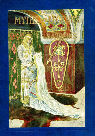 The German tale tells of a mysterious knight  (Lohengrin) who arrives—in a boat drawn by a swan—to help a noble lady (Els or Elsa) in distress. He marries her but forbids her to ask his origin; she later forgets this promise, and he leaves her, never to return. The German composer Richard Wagner composed the opera Lohengrin in 1848.