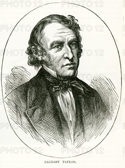 Zachary Taylor (1784-1850) was the 12th President of the United States. He won the nickname of 'Old Rough and Ready' in army campaigns against native Americans. He commanded troops in the Mexican War, winning victories at Palo Alto, Resaca de la Palma, and Buena Vista. He was elected president on Whig party ticket and took office in 1849. He died in 1850 and Millard Fillmore became president.