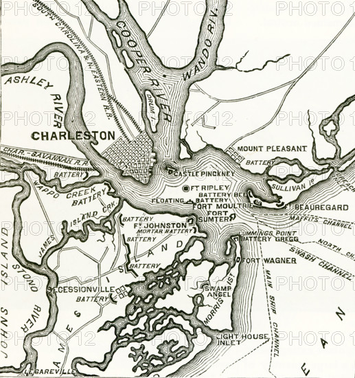 Two forts stand at the entrance of Charleston Harbor. Patriots inside a palmetto log fort, later named Fort Moultrie, defeated the Royal Navy in 1776. As Charleston blazed a path toward secession to preserve slavery, construction on a new fort, Fort Sumter, proceeded. The Confederacy fired on the US garrison of Fort Sumter on April 12, 1861 opening the Civil War, which redefined American freedom.