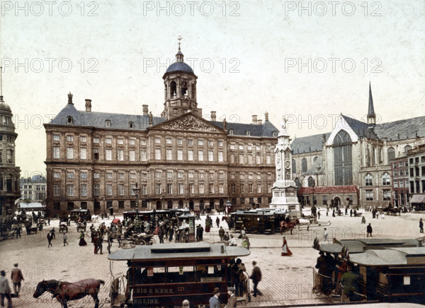 Dam Square With The Royal Palace (Left) And The Nieuwe Kerk (Right)