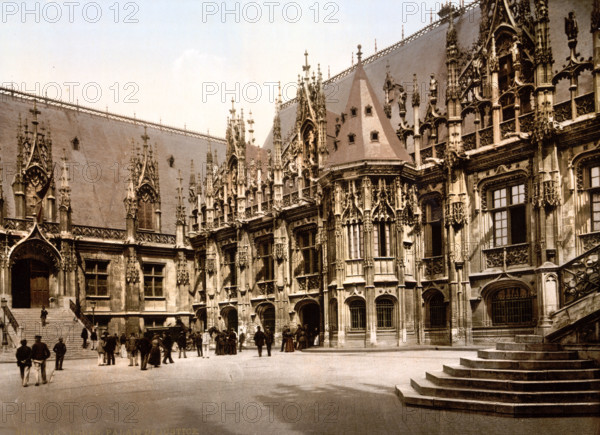 Palace of Justice, Normandy, France, Historical, digitally restored reproduction from an original from the 19th century.