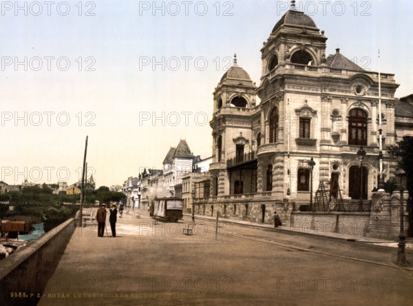 The Casino and Front of Foncillon, France, Historical, digitally restored reproduction from an original from the 19th century.