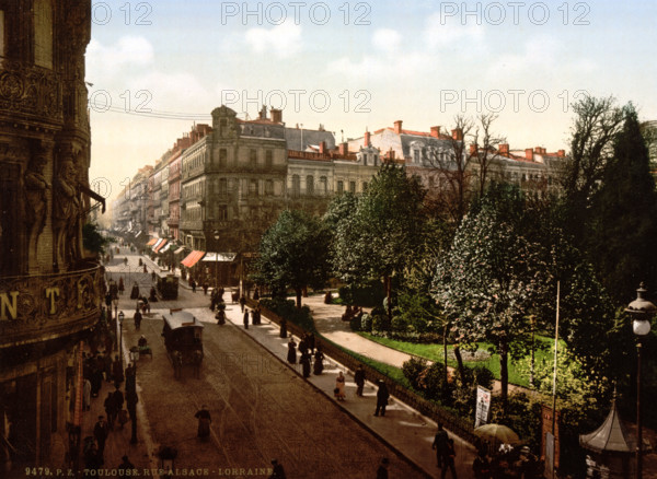 Alsace-Lorraine Road, France, Historical, digitally restored reproduction from an original from the 19th century.