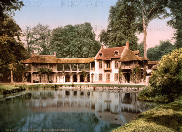 Pleasure palace in the park of Versailles, house of the lord, France, historical, digitally restored reproduction from an original from the 19th century.