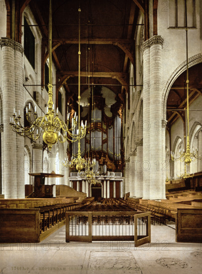 Rotterdam Cathedral, interior, around 1895, historical, digitally restored reproduction from an original from the 19th century.