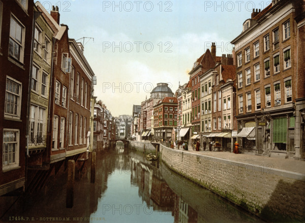 The Steiger Canal, Holland, around 1895, Historical, digitally restored reproduction from an original from the 19th century.