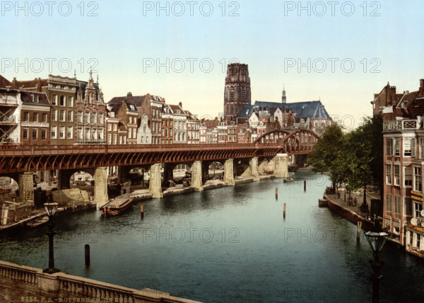 The Kolk in Rotterdam, around 1895, historical, digitally restored reproduction from an original from the 19th century.