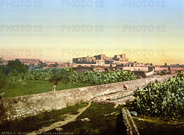 the abandoned city of Mahomedia, Tunisia, around 1895, Historical, digitally restored reproduction from an original from the 19th century.