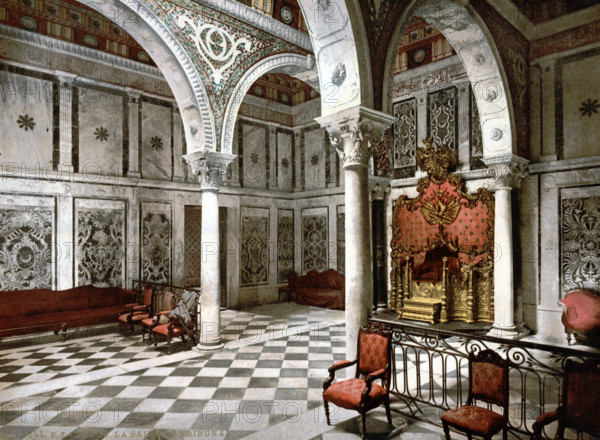 Suburb of Tunis, Court Chamber, Tunisia, around 1895, Historical, digitally restored reproduction from an original from the 19th century.