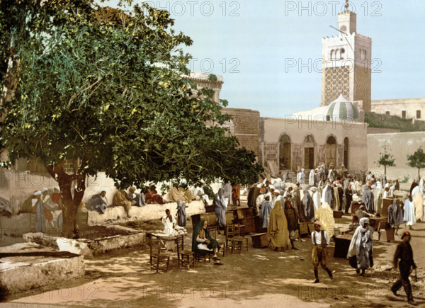 Market in the Kasbah, Tunisia, around 1895, Historical, digitally restored reproduction from an original from the 19th century.