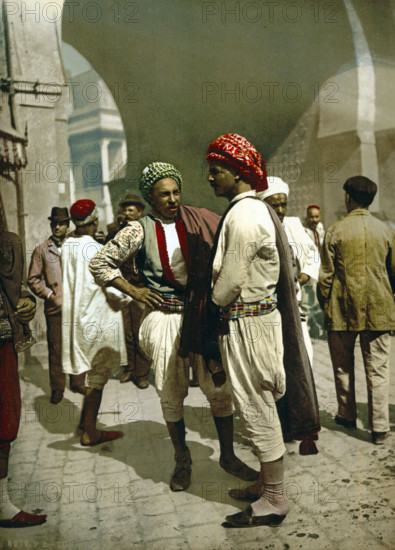 various types of Arabs, Tunisia, around 1895, Historical, digitally restored reproduction from an original from the 19th century.