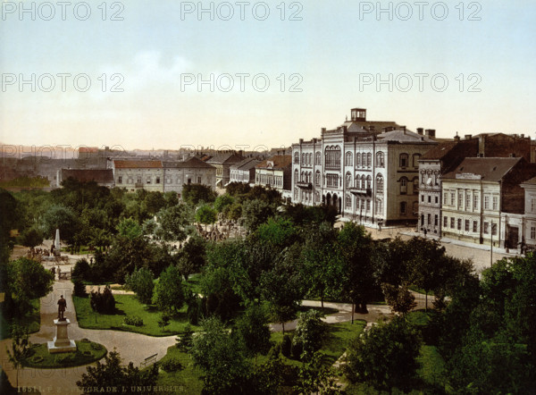 University of Belgrade, Serbia, around 1895, Historical, digitally restored reproduction from an original from the 19th century.