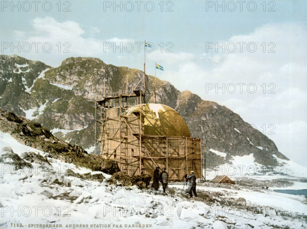 From here Salomon August Andree started a balloon flight to the North Pole in 1896, around 1895, historical, digitally restored reproduction from an original from the 19th century.