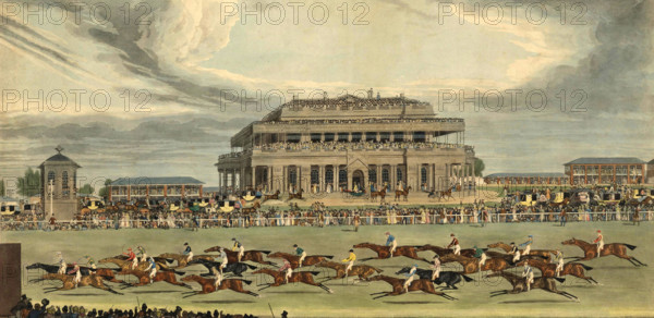 Doncaster Race for the Great St Legder Stakes, famous horse race in England, 1839, Historical, digitally restored reproduction from an original from the 19th century.