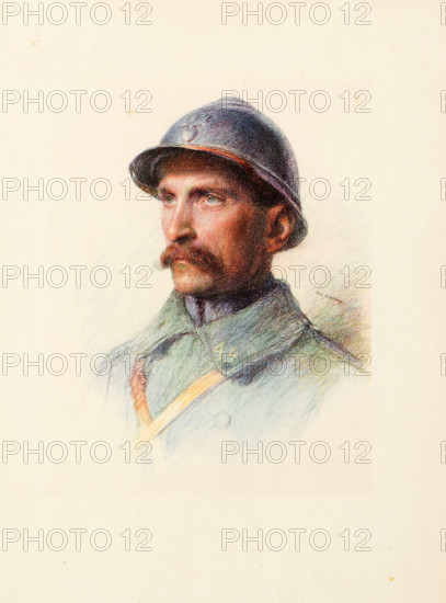 The Allies in World War I, France, Infantry Lieutenant, Lieutenant Vallette of the 44th Territorial Regiment, Historical, digitally restored reproduction from an original from the 19th century.