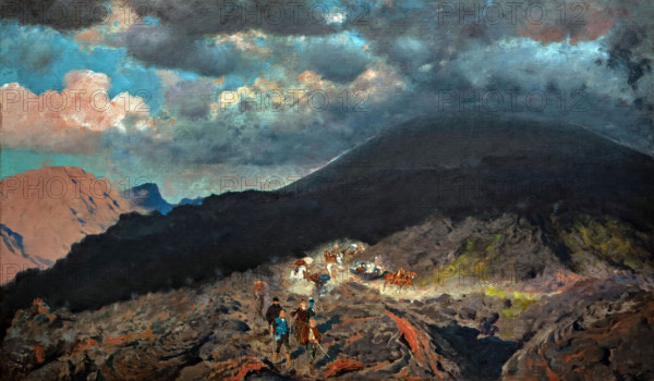 Giuseppe De Nittis 1846-1884 “The eruption of Vesuvius (under Vesuvius) 1872, 75.5x128.3 cm oil on canvas.