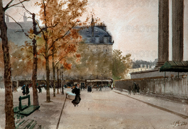 Giuseppe De Nittis 1846-1884 “Place de la Madeleine”,Paris 1873, 23,5 x 34 watercolor.