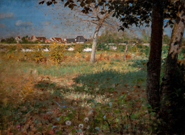 Giuseppe De Nittis 1846-1884 “Old garden (french countryside)” 1874, 476 x 65,5 cm oil on paper.