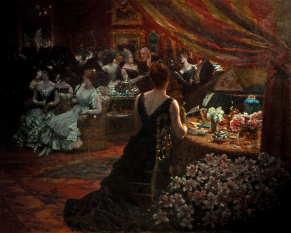 Giuseppe De Nittis 1846-1884 “The salon of Princess Mathilde” 1883, 74 x 92.5 cm oil on panel.