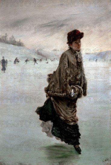 Giuseppe De Nittis 1846-1884 ”The Skater” 1875, 56 x38 cm oil on canvas.