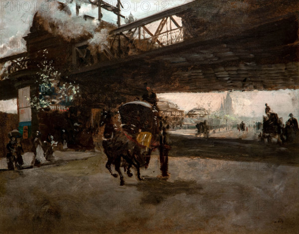 Giuseppe De Nittis 1846 . 1884 ”Under the Viaduct” 1878, 41x50 cm oil on canvas.