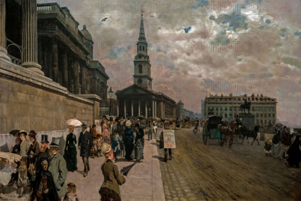 Giuseppe De Nittis 1846-1884 “The National Gallery and Saint Martin's Church in London” 1878, 71 x 105,5 cm oil on canvas.