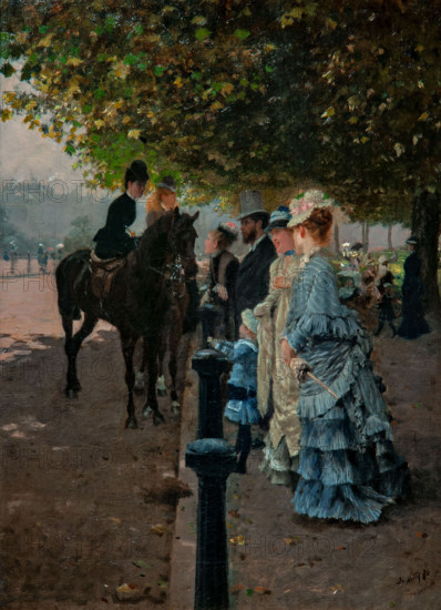 Giuseppe De Nittis 1846-1884 “Elegance in Hyde Park” 1876, 43 x 33 cm oil on canvas.