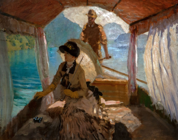 Giuseppe De Nittis 1846-1884 “On Lake Lucerne” 1881, 48 x 67 cm oil on canvas.