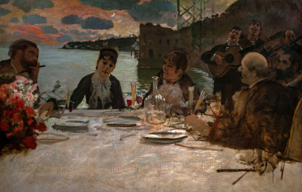 Giuseppe De Nittis 1846-1884 “Lunch in Posillipo” 1879, 109 x 173.3cm oil on canvas.