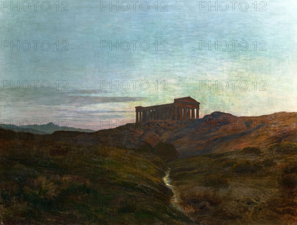 Èmile René Ménard 1862-1913 "Ancient lands, the Temple" (Segesta in Sicily) 1901, 130 x 167 cm oil on canvas.