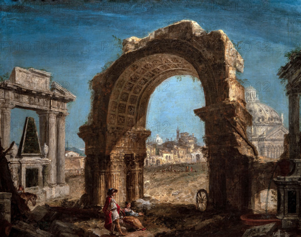 Michele Marieschi 1710-1744 "Capriccio for ruins" (first half of the 18th century, 53.5 x 88 cm oil on canvas.