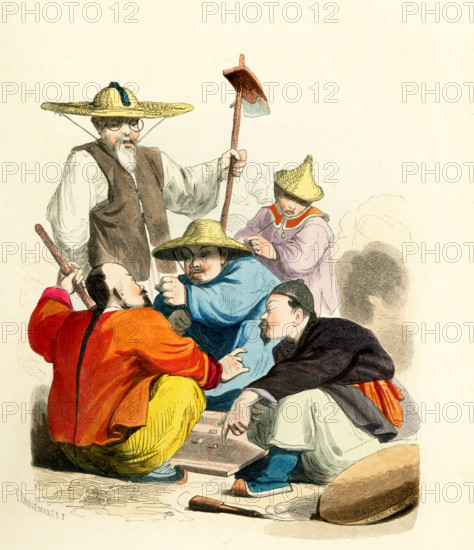 This 1840s illustration shows Chinese people.