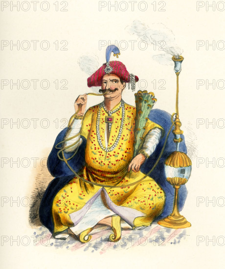 This 1840s illustration shows a rajah. Raja (also spelled rajah) is a royal title used for Indian monarchs. The title is equivalent to king or princely ruler in the Indian subcontinent and Southeast Asia.