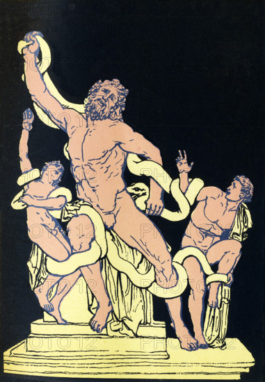 According to Greek mythology, Laocoon warned the Trojans about bringing the wooden horse fashioned by the Greeks into Troy. To quiet his protests, a god who favored the Greeks (some say Athena, others Poseidon, others Zeus) sent to sea serpents to kill him - and with him, his sons.