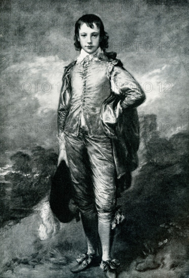 Thomas Gainsborough (died 1788) was an English portrait painter and landscape artist. He was a founding member of England's Royal Academy of the Arts. Among his best known works are The Blue Boy, Portrait of Mrs. Graham, The Painter's Daughters, and Cottage Girl with Dog and Pitcher. This painting, titled The Blue Boy, belonged to the Duke of Westminster at Grosvenor House. It is now housed in the Huntington Library in California. Probably painted at Bath about 1772, it is a portrait of Jonathan Buttall, the son of a wealthy ironmonger who lived in London at the corner of King Street and Greek Street in Soho. He is shown in ""Van Dyck"" costume.