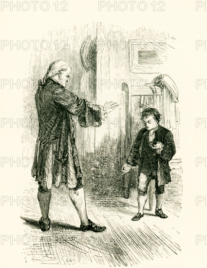 The caption of this illustration that dates to around 1865 reads: Yes, it was I, father; I know it was wrong to chop the tres, and you may flog me for doing it, but I cannot tell a lie. The characters are George washington (right) and his father, and the tale is the incident of young Washingotn chopping down the cherry tree.