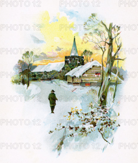 This winter scene accompanied text by Episcopalian minister Phillips Brooks in his book titled Brilliants.